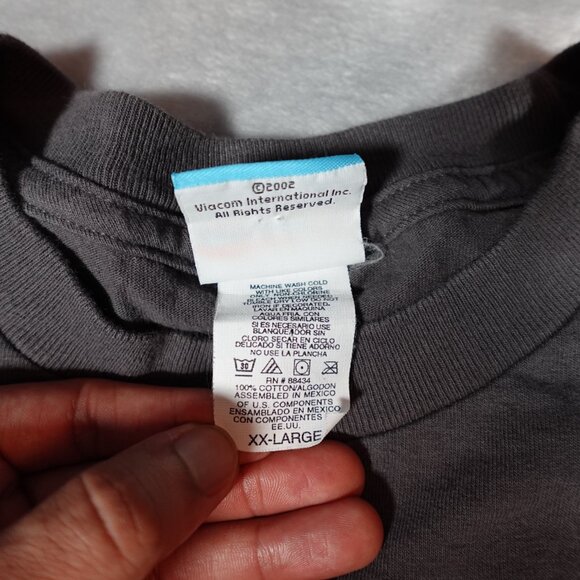 Vintage SpongeBob Im With Stupid T Shirt Mens 2XL Funny Gray 2002 Y2K - Picture 3 of 6